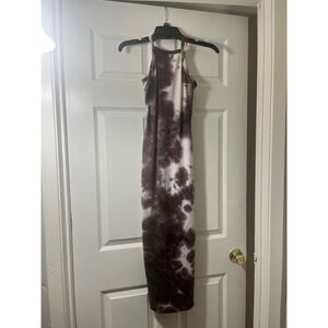 Imagenation Brown White Tie Dye Halter Neck Maxi Dress Sleeveless Bodycon XS